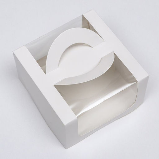 Цена за 2 шт. Коробка под бенто - торт с окном, белая, 14×14×8 см