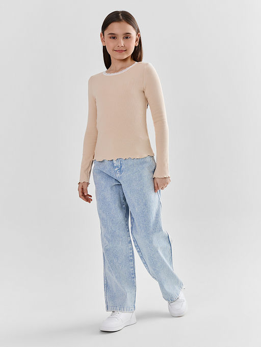 Лонгслив для девочек с декоративным кружевом - Mark formelle фото 2