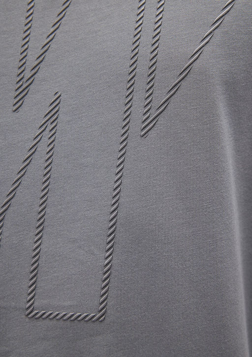 M Logo Bask?l? Gri Tisort - Mavi фото 7