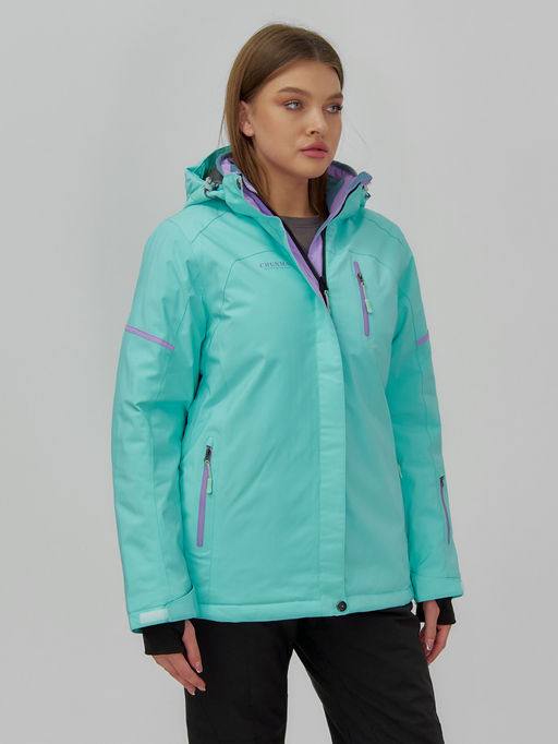 Горнолыжная куртка женская зимняя бирюзового цвета 01_1Br - Chunmai фото 3