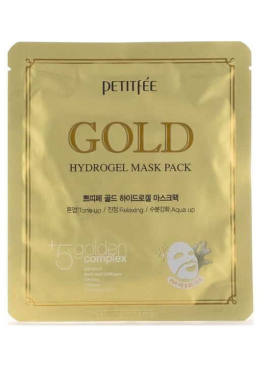 PETITFEE - МАСКА ГИДРОГЕЛЕВАЯ ДЛЯ ЛИЦА С ЗОЛОТОМ +5 GOLD HYDROGEL MASK PACK, 30 ML  фото 2