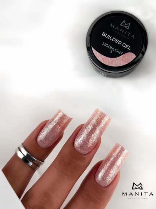 Manita Professional Гель моделирующий для ногтей с хлопьями юки / Builder Gel Moonlight №03, 15 мл