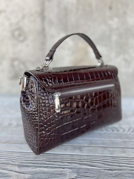 Женская лаковая сумка под крокодила HW-7711 Кофе - Sergio valentini фото 3