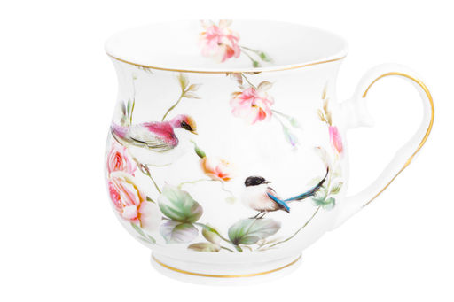 Кружка 480 мл 13,5*10*9 см Певчие птички бочонок, NEW BONE CHINA