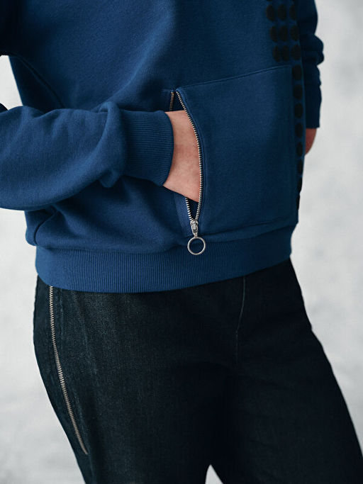 Fonksiyonel Cepli Bask?l? Kad?n Kal?n Sweatshirt