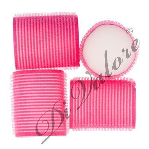 Di Valore 301-235 Бигуди "Липучка ночная" МАЛИНОВЫЕ 4шт Д5см длина 6см