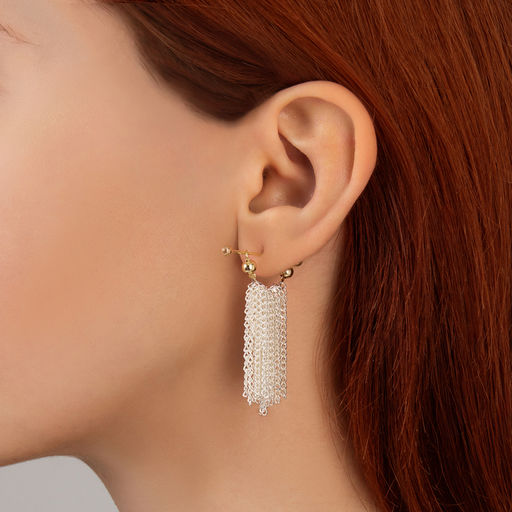 Серьги металл Цепи сборка, цвет серебряно-золотой, 2 см