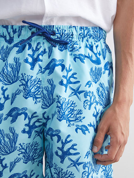 K?sa Boy Desenli Erkek Deniz ?ortu