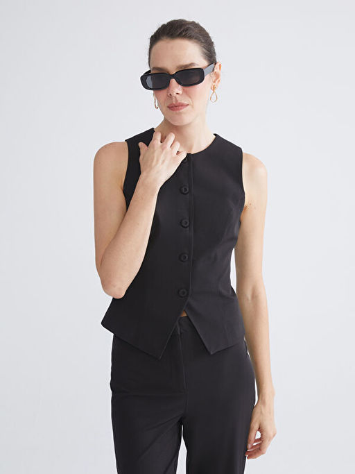 Bisiklet Yaka Kad?n Klasik Yelek