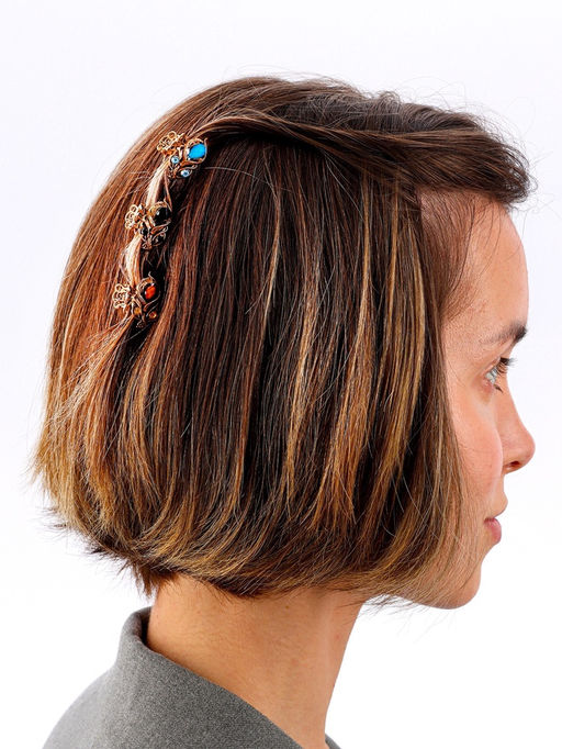 Цена за 12 шт. Крабик для волос «Индия», тюльпан, 2.5 см, золото МИКС