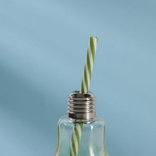 Бокал стеклянный для коктейля Доляна Лампочка, 250 мл, с трубочкой, откручивающаяся крышка, цвет МИКС фото 3