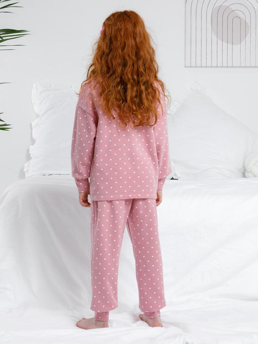 К 1581/24/розовый зефир,сердечки пижама дет