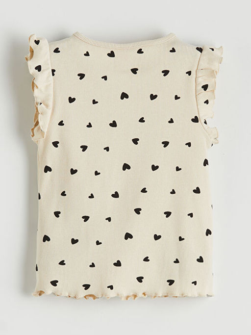 Kalp Bask?l? K?z ?ocuk Bluz ve Tayt