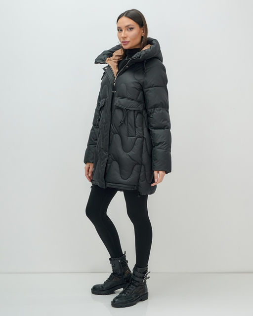 Куртка зимняя женская с капюшоном модная черного цвета 7653Ch - Visdeer фото 17