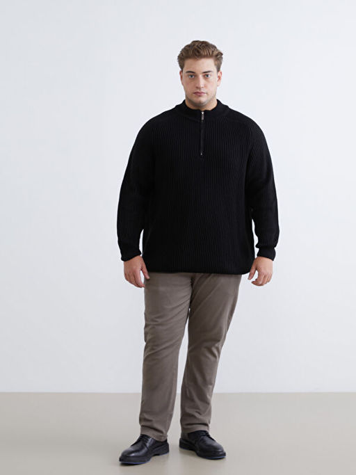 B?y?k Beden Dik Yaka Erkek Triko Kazak