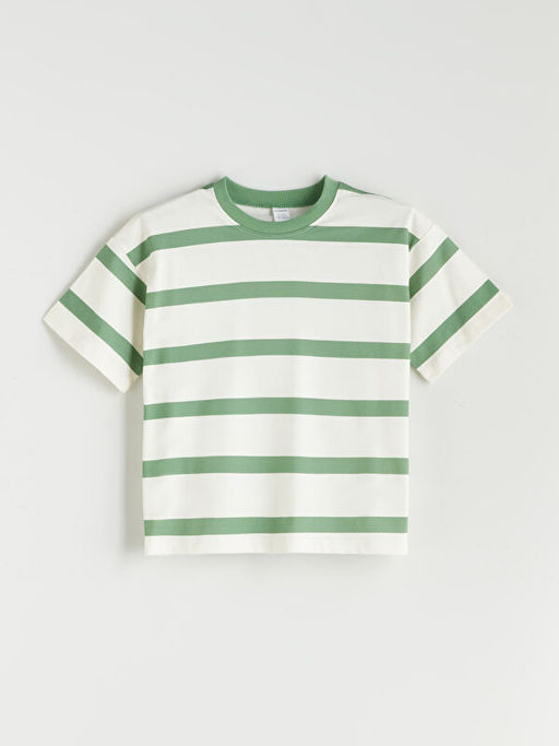 Bisiklet Yaka ?izgili Erkek ?ocuk Ti??rt