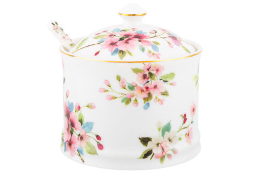 Сахарница 250 мл 9*9*10 см Яблоневый цвет на белом + ложка, NEW BONE CHINA - Elan gallery фото 6