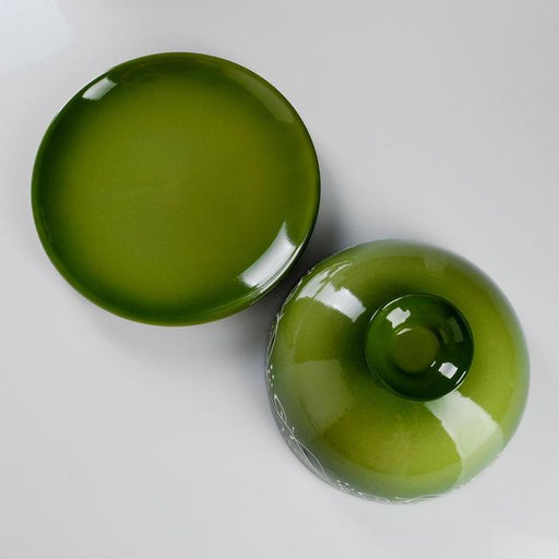 Блинница Псковский гончар «Ромашка», 24×15 см, керамика, зелёная