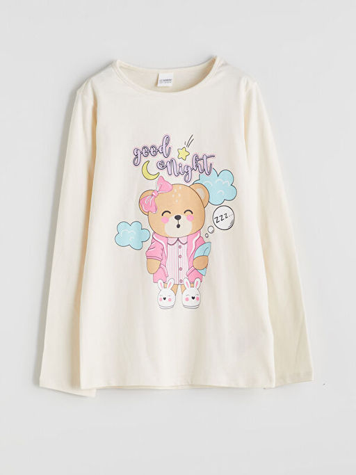 Bisiklet Yaka K?z ?ocuk Pijama Tak?m?