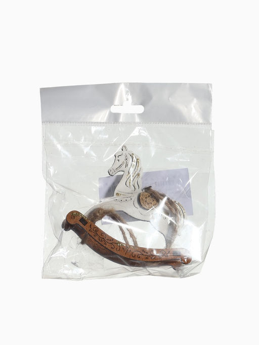 Цена за 2 шт. Ёлочное украшение новогоднее «Лошадка-качалка» 9×2.5×8 см, белое/дуб