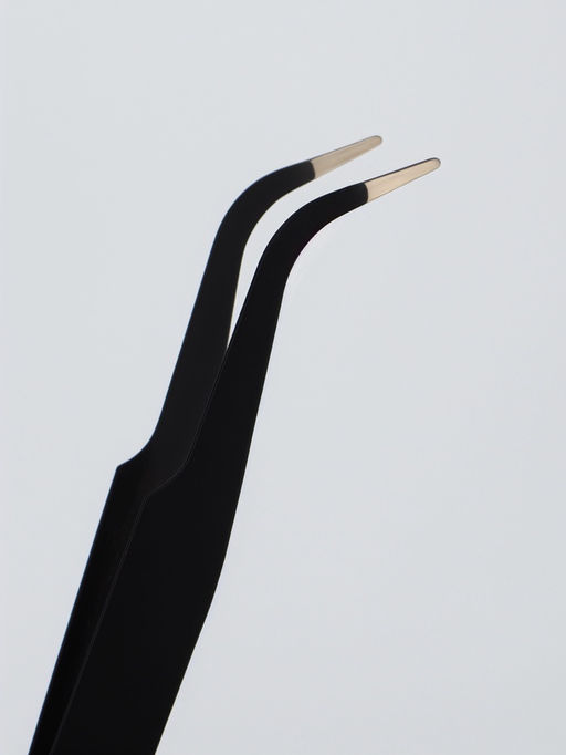 Пинцет для наращивания ресниц, загнутый, 12 см, чёрный