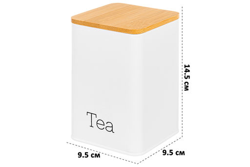 Набор 3 банок для сыпучих продуктов 1,1 л 9,5*9,5*14,5 см Tea, coffee, sugar белый с бамбук.крышк - Elan gallery фото 7