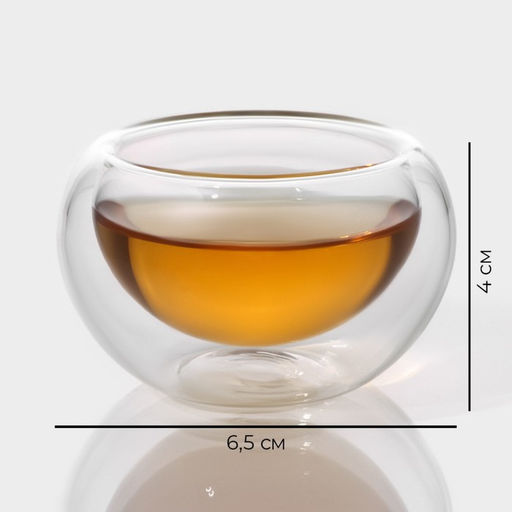 Пиалы с двойными стенками Magistro Сакура, набор 6 шт.: 50 мл, стекло  фото 3