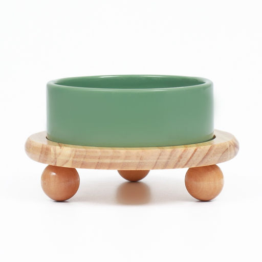 Миска керамическая на подставке 450 мл 135 см, серозеленая - Пижон фото 4