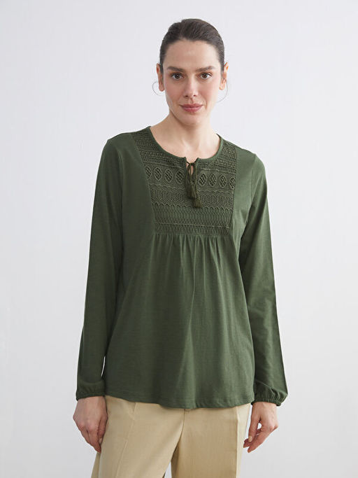 Ba?lamal? Yaka Nak??l? Bluz