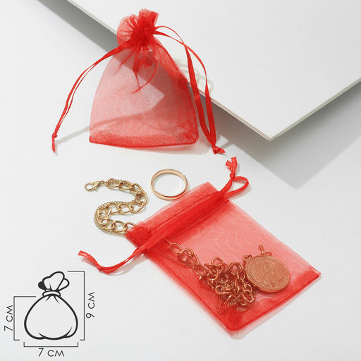 Цена за 100 шт. Мешочек подарочный, 7 х 9, цвет красный - Simaland фото 3