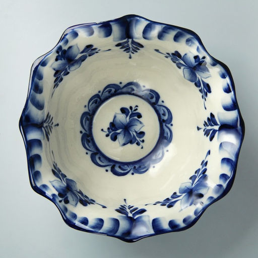 Салатник фарфоровый «Тюльпан», 19×19×7.5 см, гжель