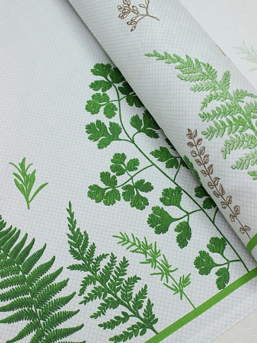 Рогожка Лесная ботаника-листья по кайме, ш.1.5м, хлопок-100%, 170гр/м.кв - Купава фото 2