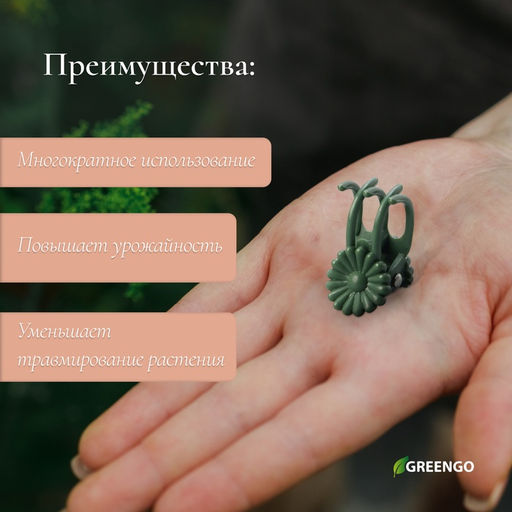Цена за 2 шт. Клипса для растений Цветок, набор 10 шт., зелёный, МИКС, Greengo фото 3