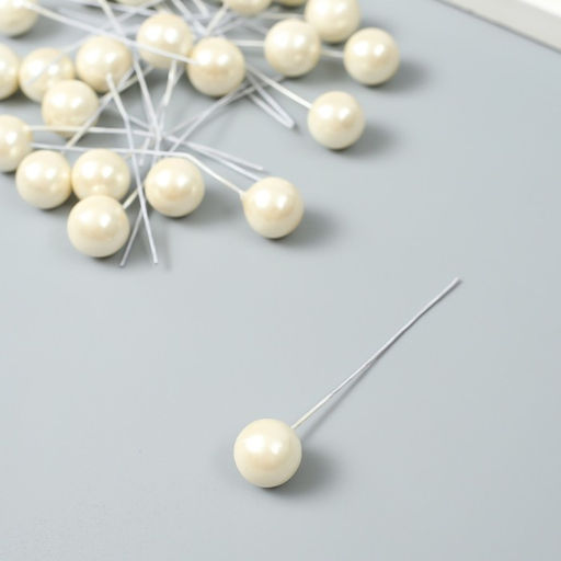 Декор для творчества «Шарик белый жемчужный», d=1.2 см, набор 25 шт., 6×1.2×1.2 см