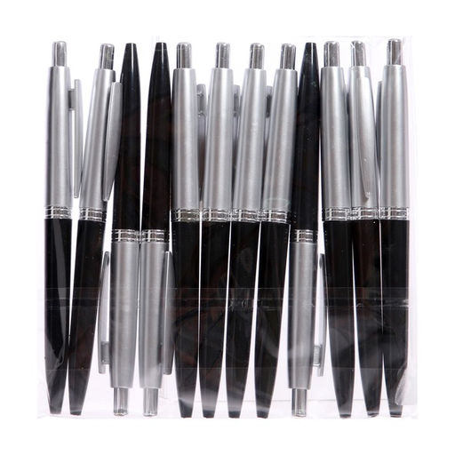 Цена за 12 шт. Ручка шариковая автоматическая Лого. Прано 0.5 мм, стержень синий, корпус чёрный + серебро - Calligrata фото 8