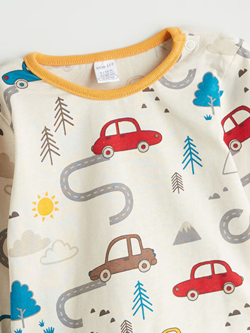 Bisiklet Yaka Bask?l? Erkek ?ocuk Pijama Tak?m?