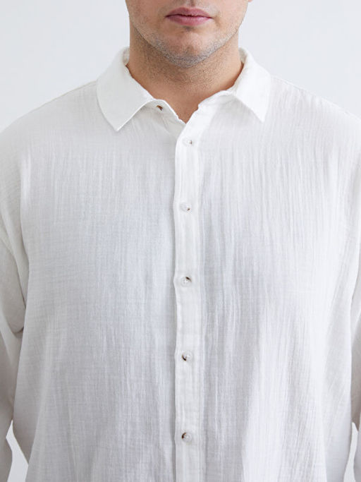 B?y?k Beden Rahat Kal?p Uzun Kollu M?slin Erkek G?mlek