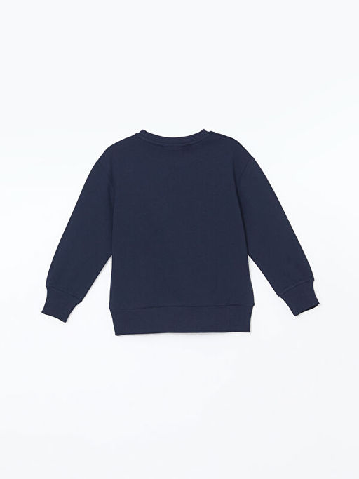 Bisiklet Yaka Bask?l? Erkek ?ocuk Sweatshirt