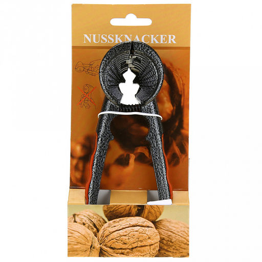 Орехоколка алюминиевая с эмаль покрытием 18,5х5,5х6см, силиконовые накладки на ручках, на картоне (Китай)