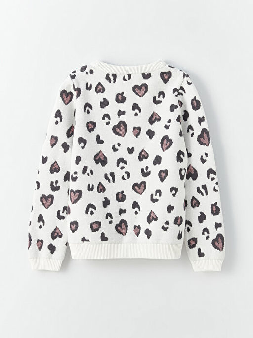 Bisiklet Yaka Desenli Uzun Kollu K?z ?ocuk Triko Kazak - Waikiki фото 2