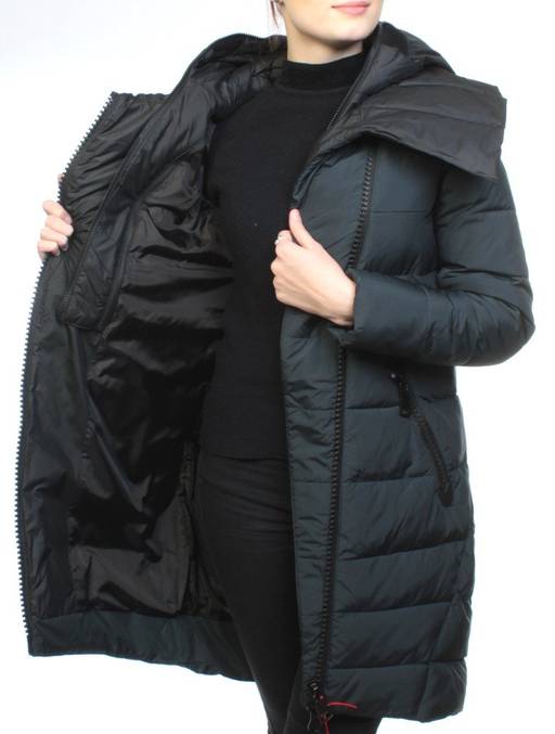 16010 DK. GREEN Пальто женское зимнее (200 гр. холлофайбер)