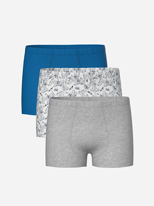 Bask?l? Erkek ?ocuk Boxer 3l?