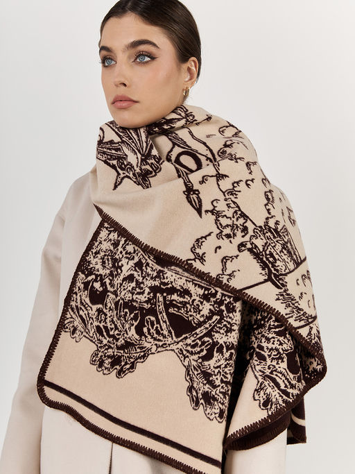 в составе ШЕРСТЬ  и КАШЕМИР Большой, мягкий, теплый  двусторонний палантин - Tantino фото 10