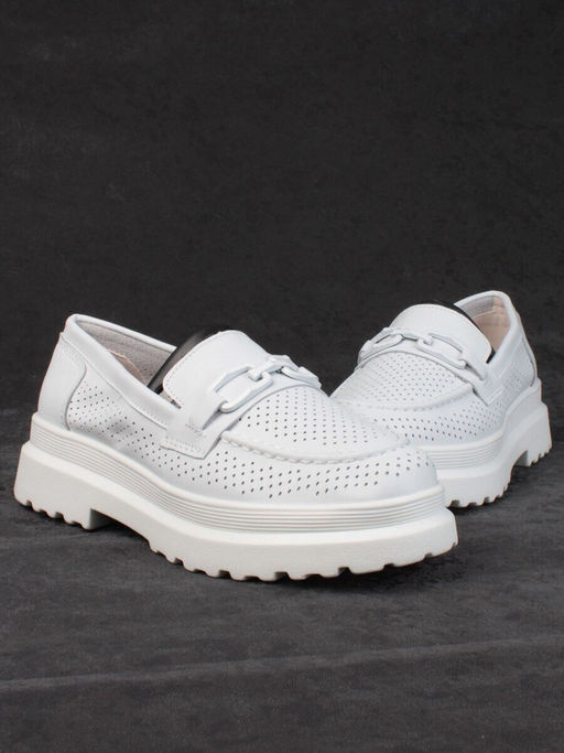 03-PDD190-2 WHITE Полуботинки женские (натуральная кожа)