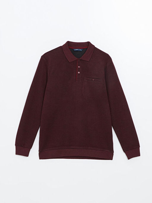 Polo Yaka Uzun Kollu Erkek Sweatshirt