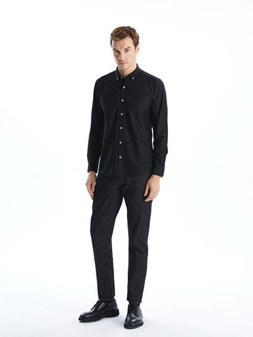 Slim Fit Uzun Kollu Kadife Erkek G?mlek