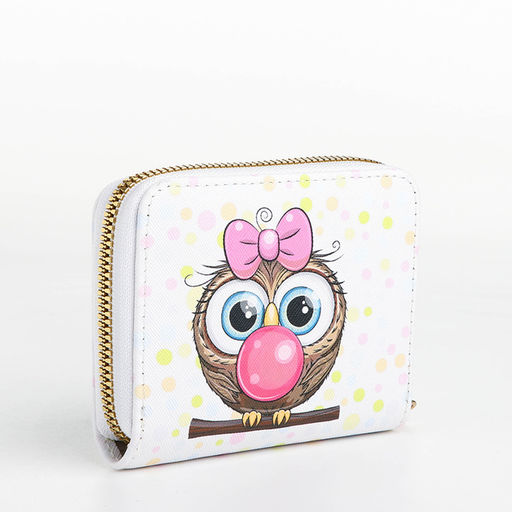 Кошелёк детский «Совёнок», на молнии, белый