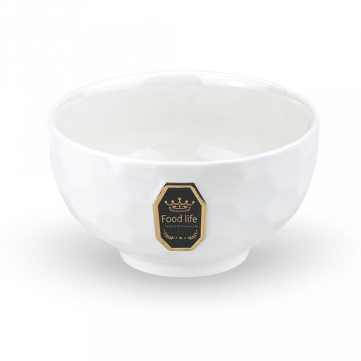 Фуд лайф (Food life) Пиала фарфоровая 320мл, д10,5х6,1см, цвет белый/серый, с декором (Китай)