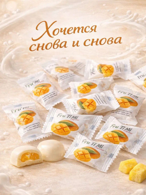 МОЛОЧНЫЕ ИРИСКИ С ЖЕЛЕЙНОЙ НАЧИНКОЙ «МАНГО» FRU TI MI, 320 гр - Тайская Лавка фото 20