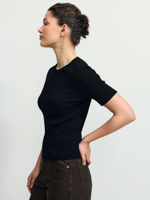 Базовая футболка в рубчик / Zarina  фото 4